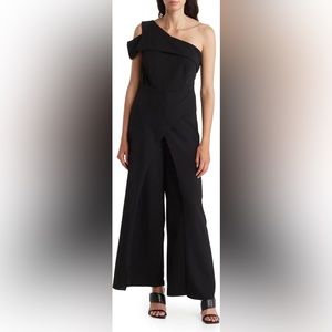 Black one shoulder jumpsuit size 6